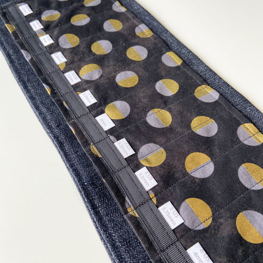 Circular Needle Organizers - Black with Gold/Grey Circles