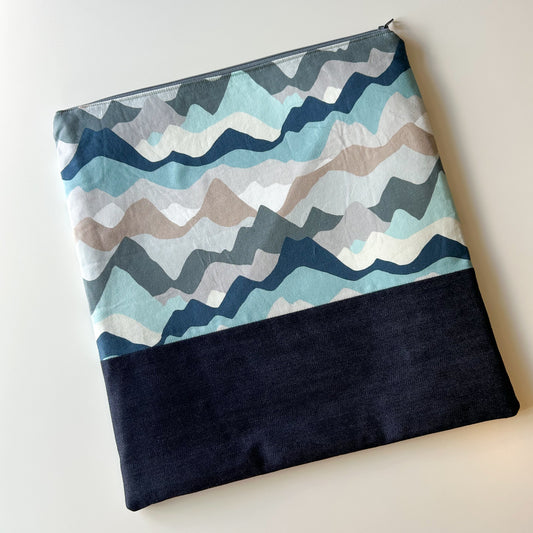 Cross Stitch Zippered Project Bag - Blue/Grey Mountain Peaks