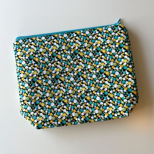 Sock Project Bag - White/Yellow/Green Dots