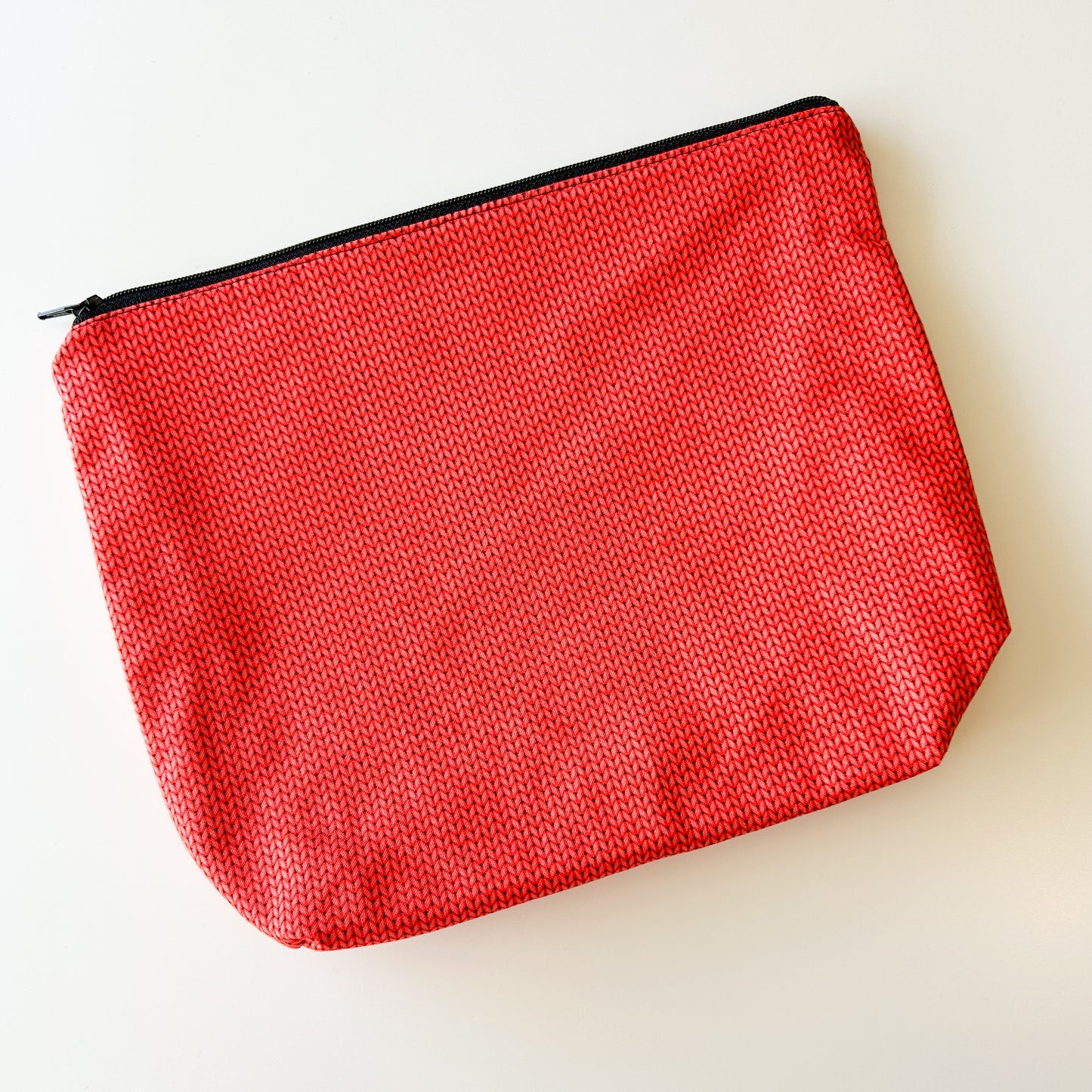 Sock Project Bag - Tomato Red Knit Stitch