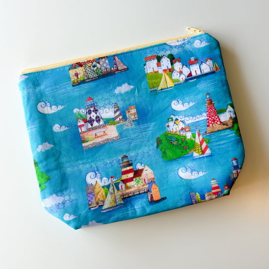 Sock Project Bag - Whimsical Lighthouses