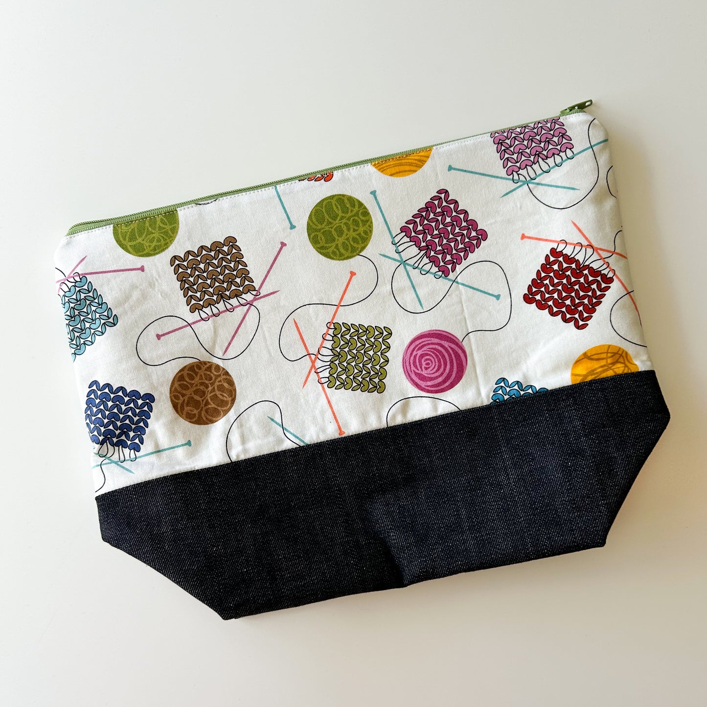 Denim - Shawl Zippered Project Bag - Knitting Swatches