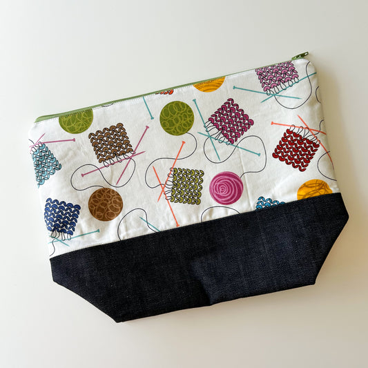 Denim - Shawl Zippered Project Bag - Knitting Swatches