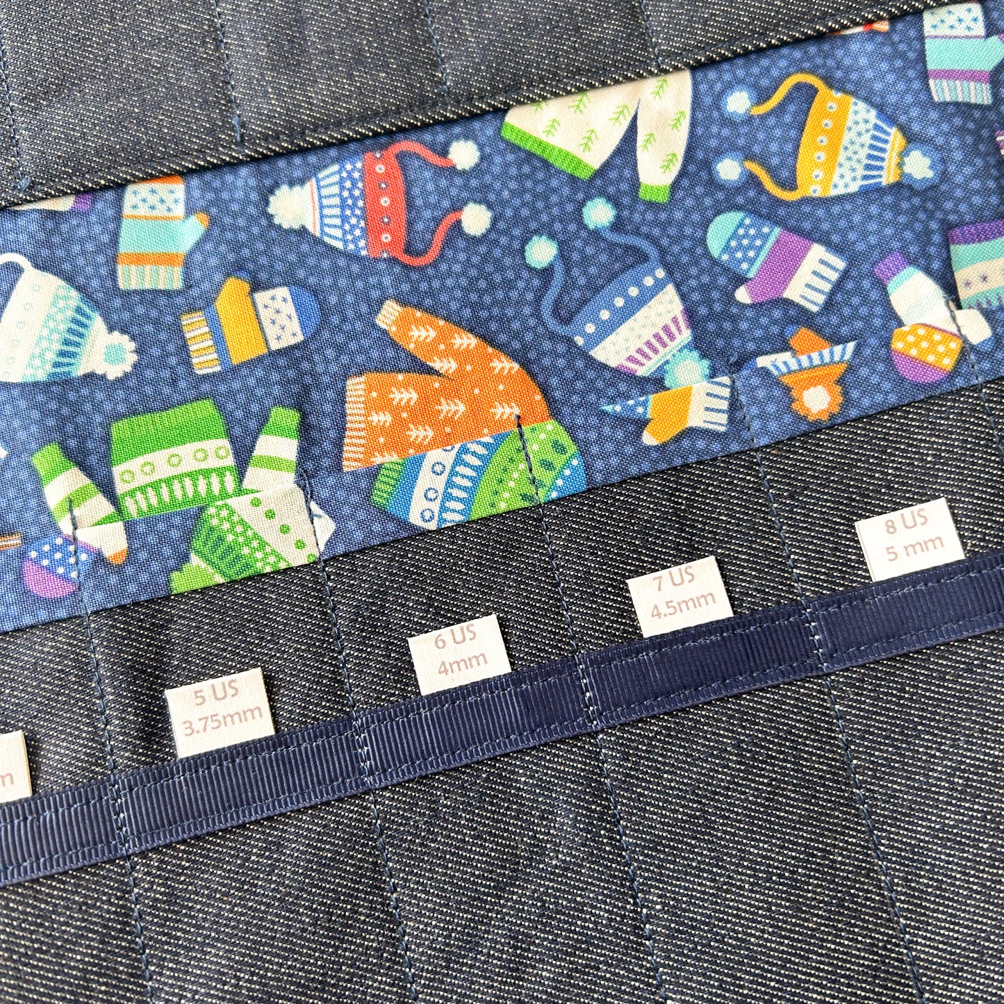 DPN Needle Organizer - Blue Fair Isle Knitting