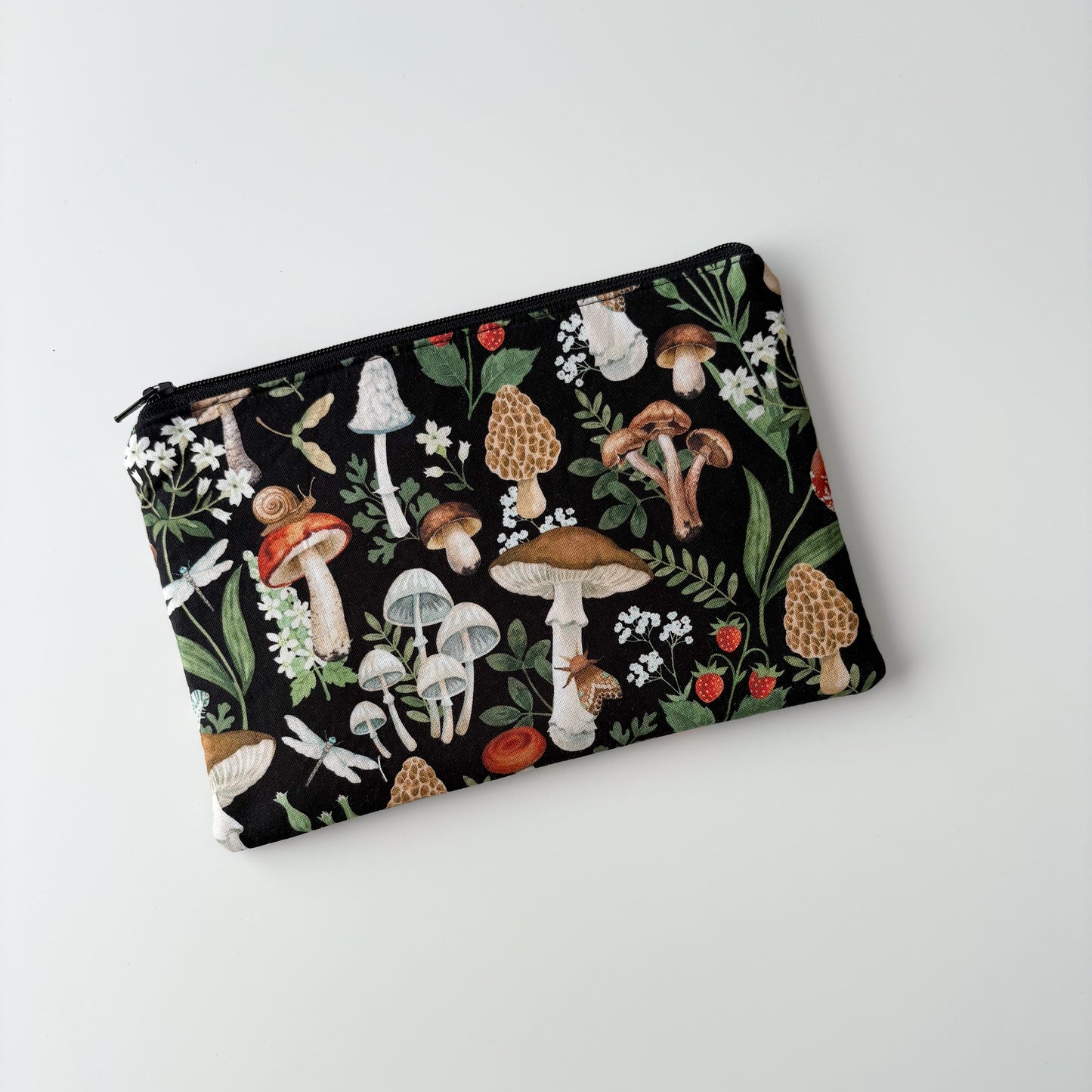 Notion Pouch - Mushrooms on Black