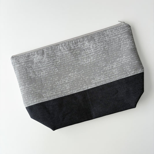 Denim - Sweater Zippered Project Bag - Grey Handwriting