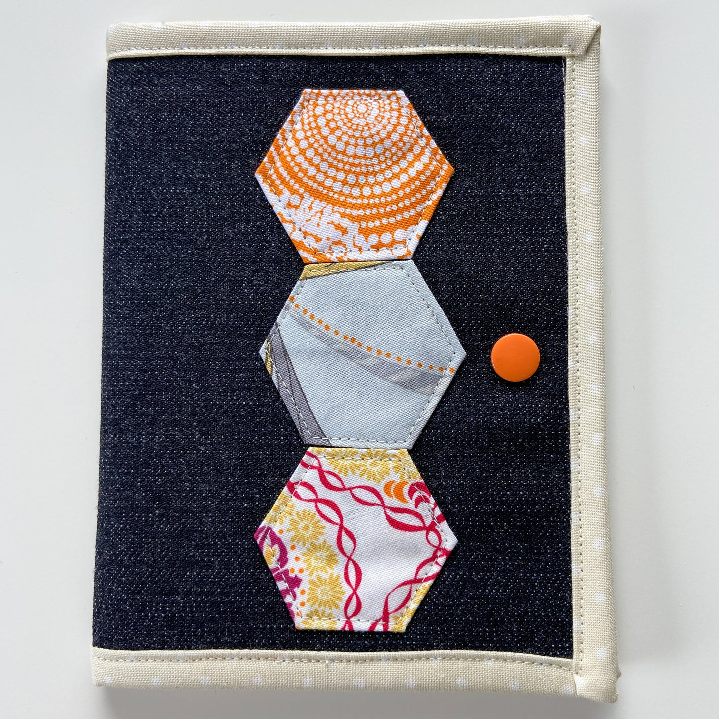 Cross Stitch Needle Holder/Thread Bed - Orange/Gray/White