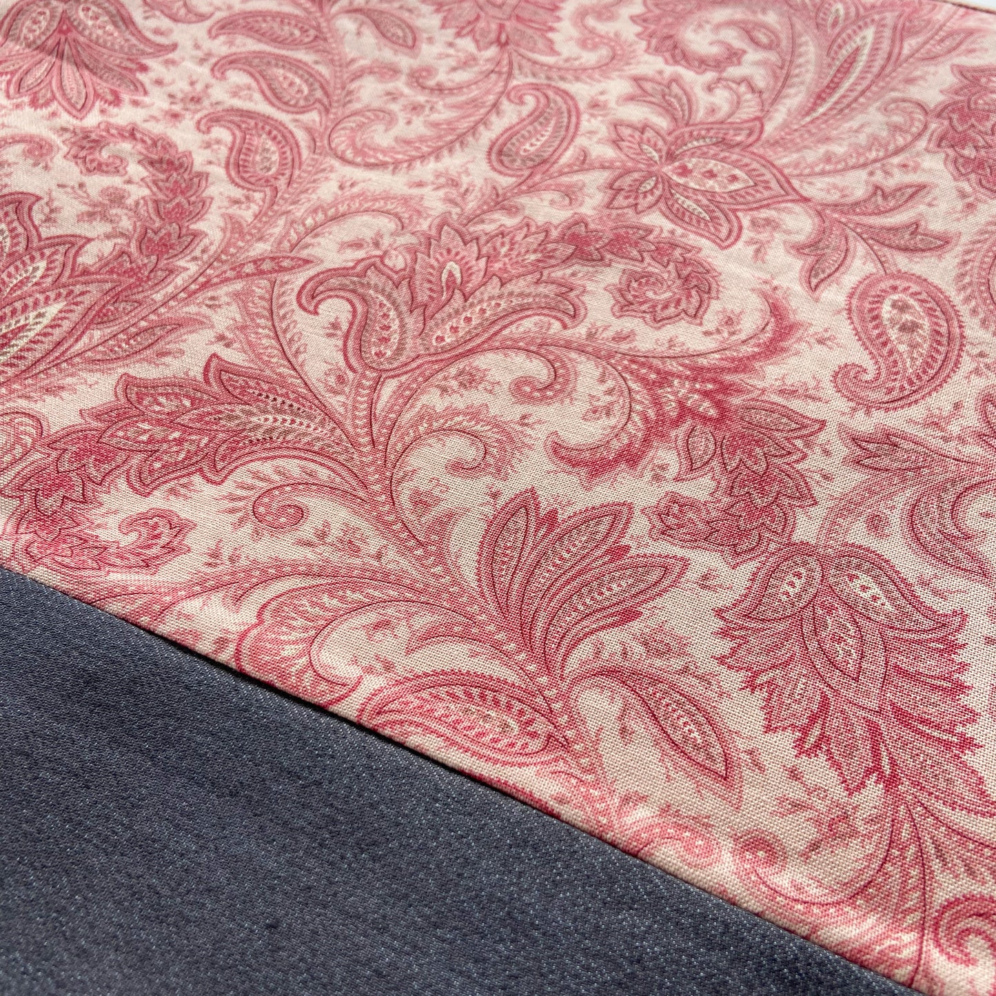 Cross Stitch Zippered Project Bag - Red Paisley