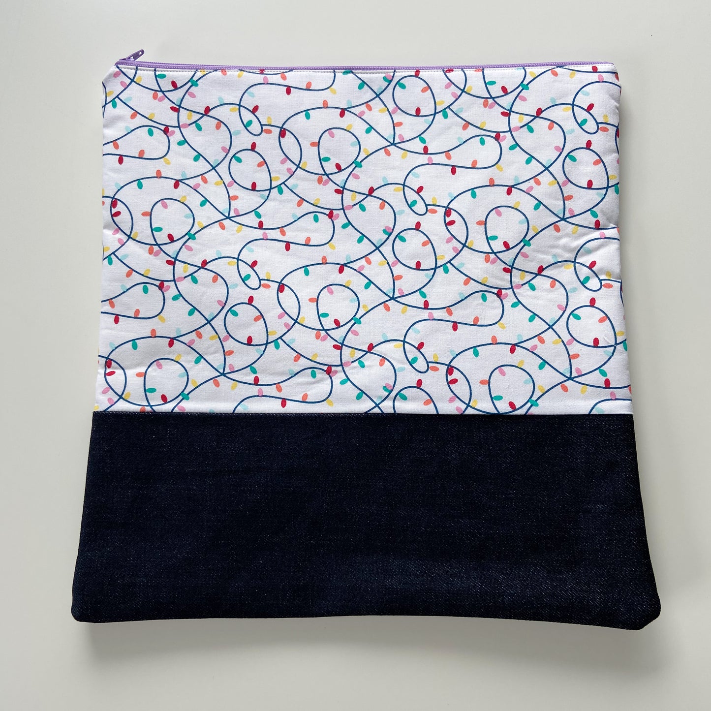 Cross Stitch Zippered Project Bag - Tangled Christmas Lights