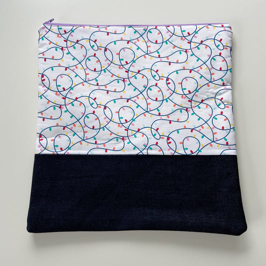 Cross Stitch Zippered Project Bag - Tangled Christmas Lights