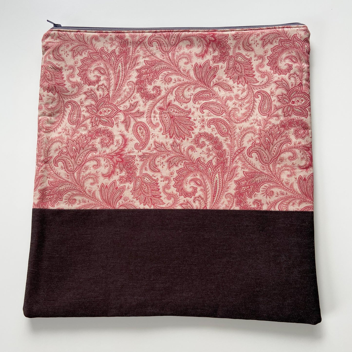Cross Stitch Zippered Project Bag - Red Paisley