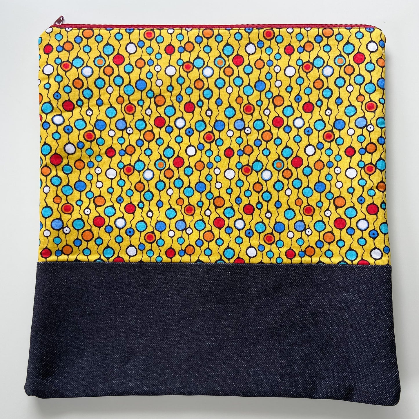 Cross Stitch Zippered Project Bag - Yellow Indigenous Art