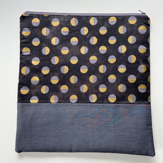 Cross Stitch Zippered Project Bag - Black with Gold Circles