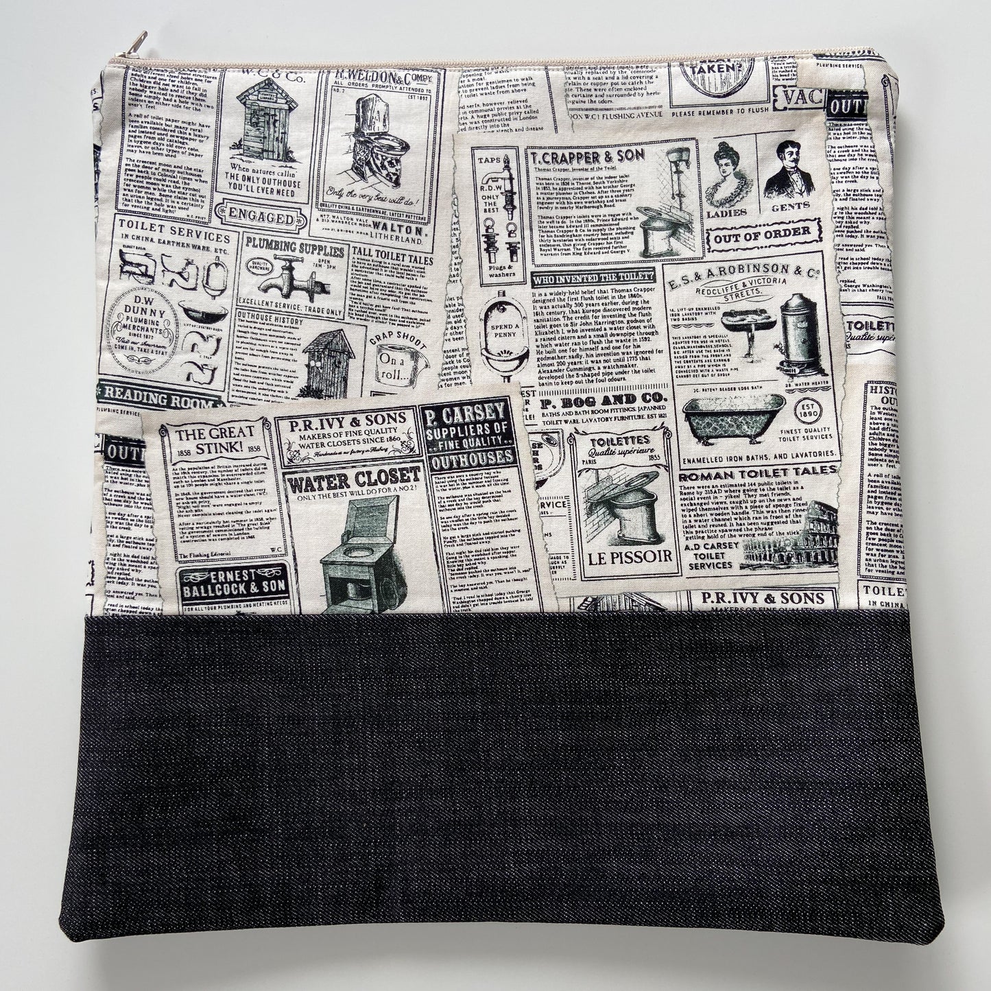 Cross Stitch Zippered Project Bag - Commode News Ads