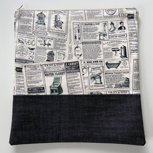 Cross Stitch Zippered Project Bag - Commode News Ads