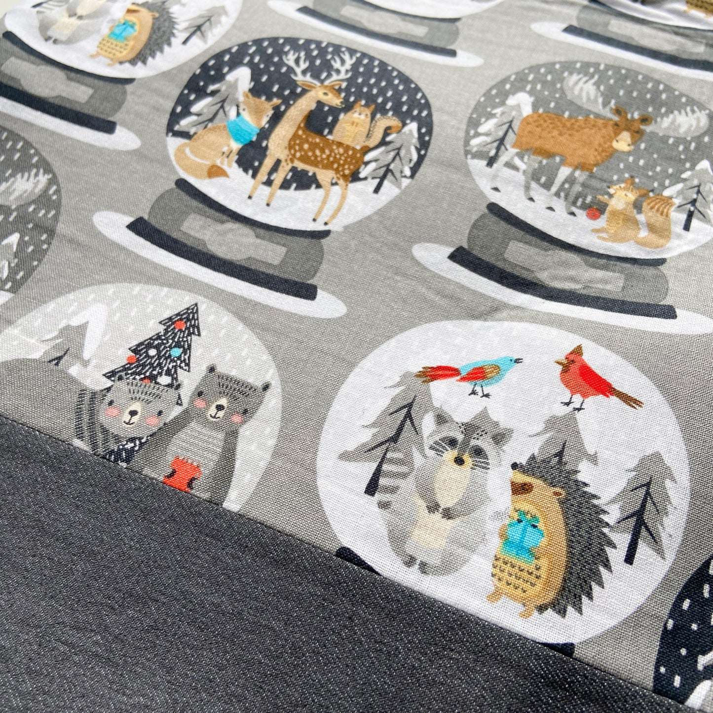 Cross Stitch Zippered Project Bag - Woodland Snow Globes