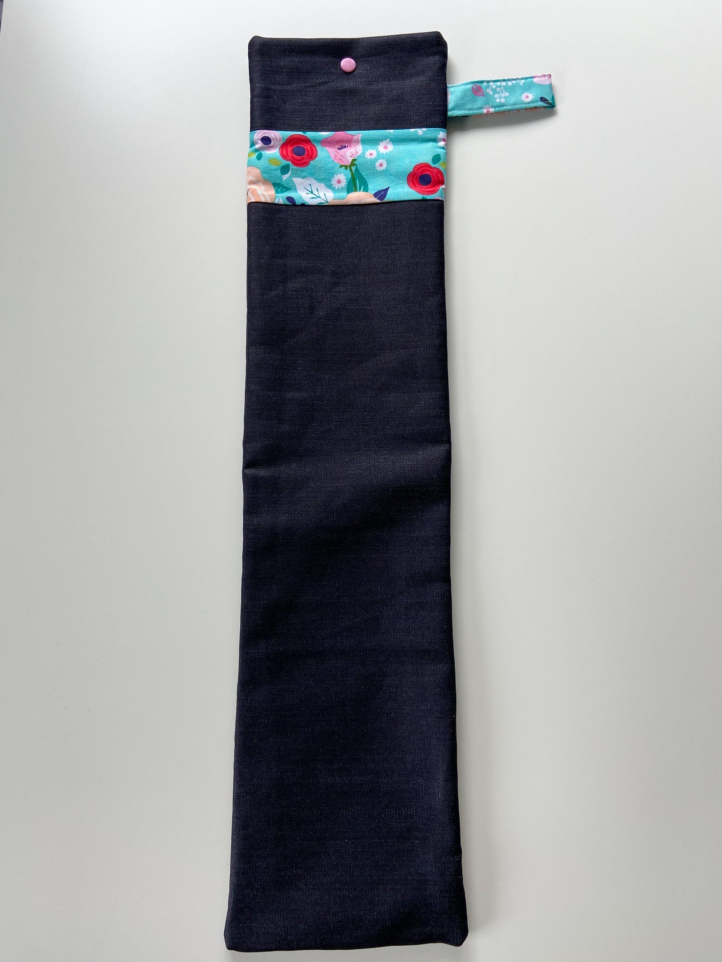 Scroll Rod/Swift Holder - Teal with Flowers