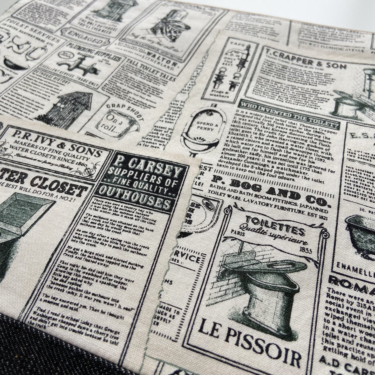 Cross Stitch Zippered Project Bag - Commode News Ads