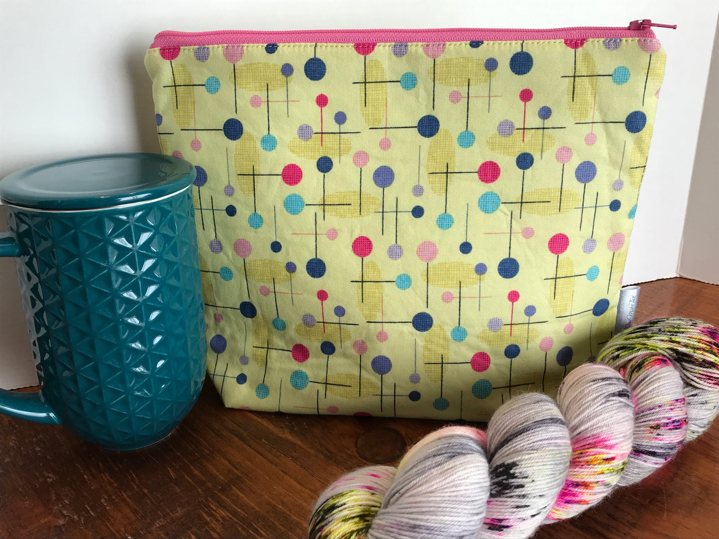 Sock Project Bag - Yellow with stir sticks