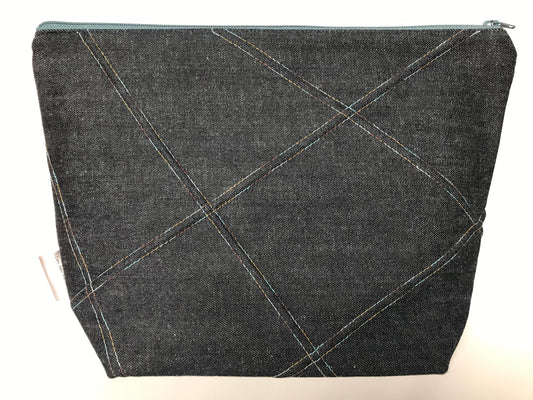 Large Zippered Project Bag - Variegated Thread Design Blue/Tan/Brown