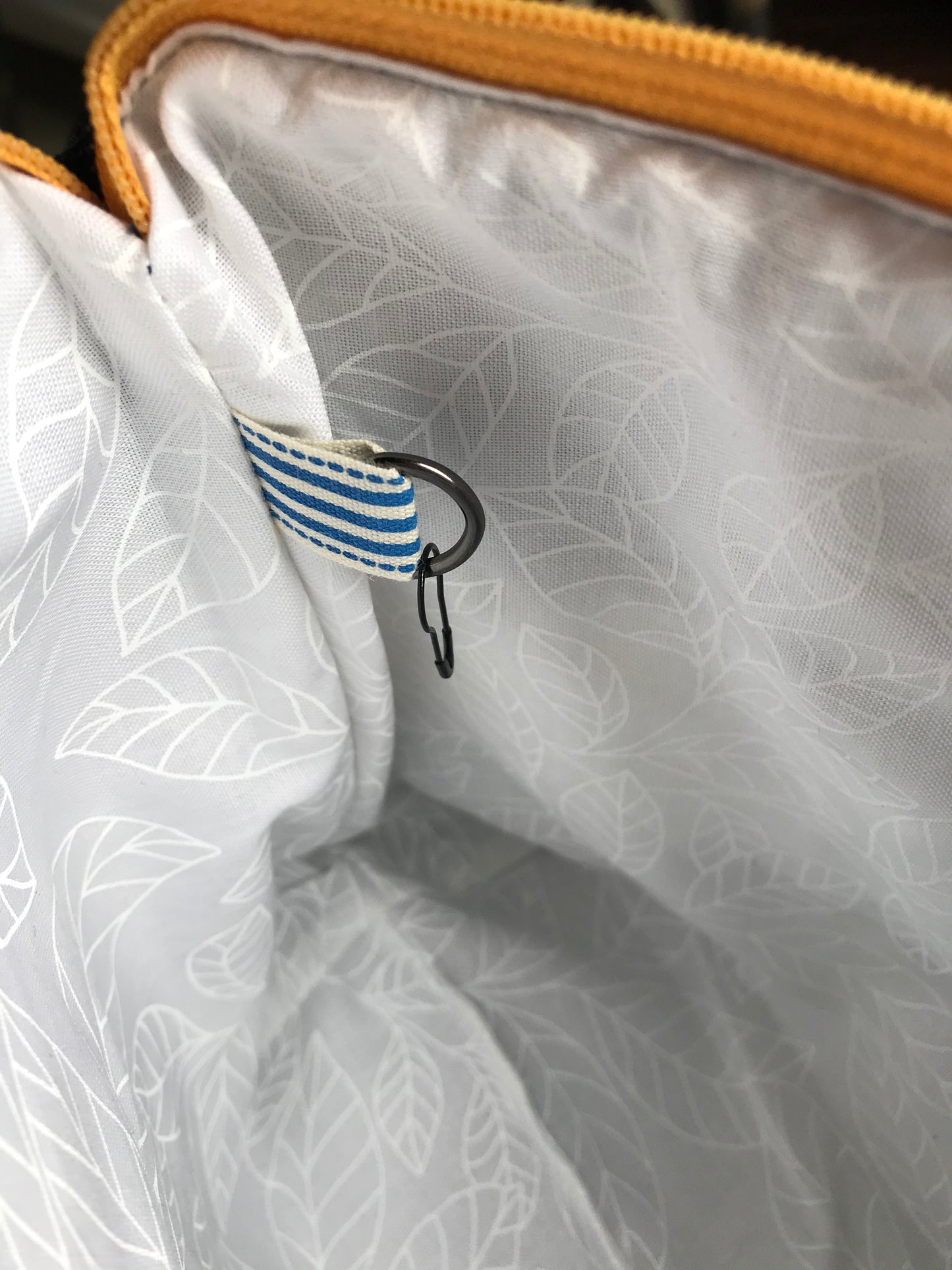 Small Zippered Project Bag - 2 shades of blue/tan/brown