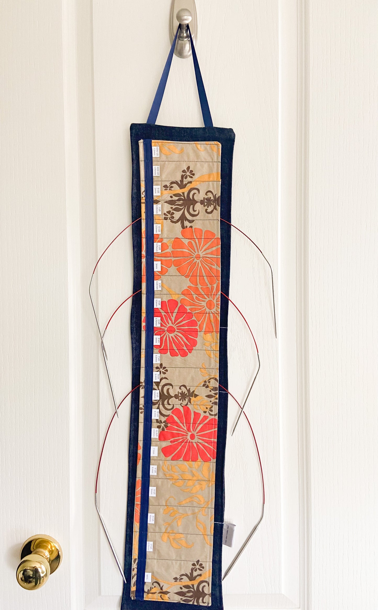 Circular Needle Organizers - Orange/Tan Flower Power