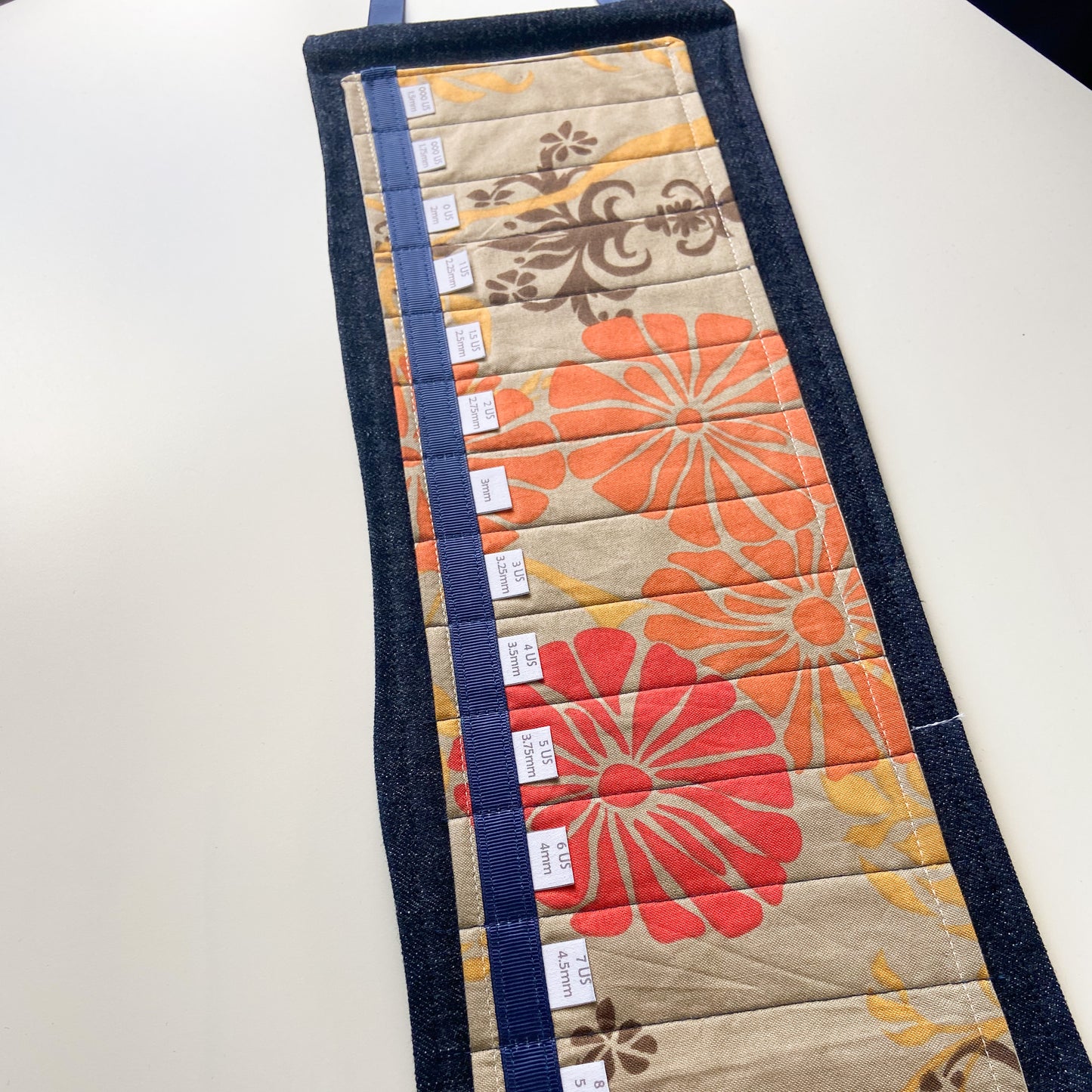 Circular Needle Organizers - Orange/Tan Flower Power
