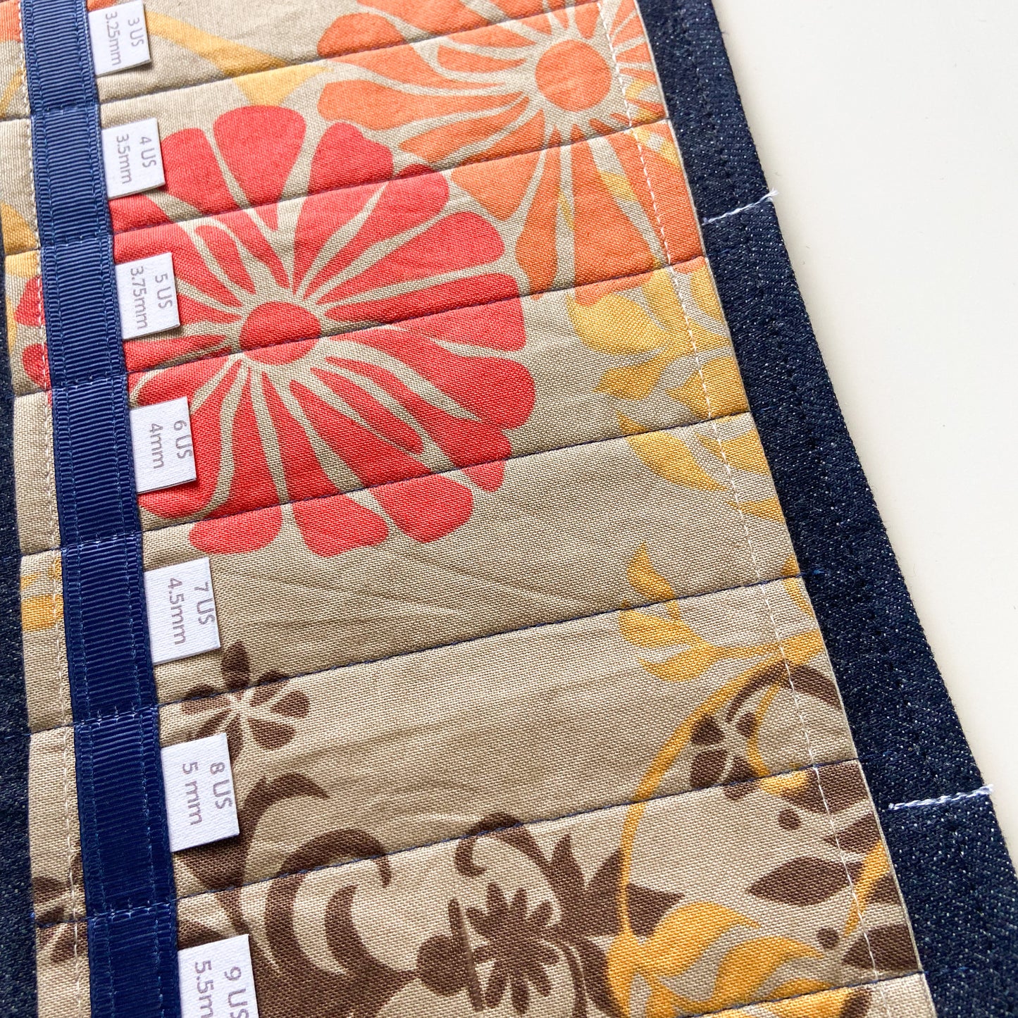 Circular Needle Organizers - Orange/Tan Flower Power