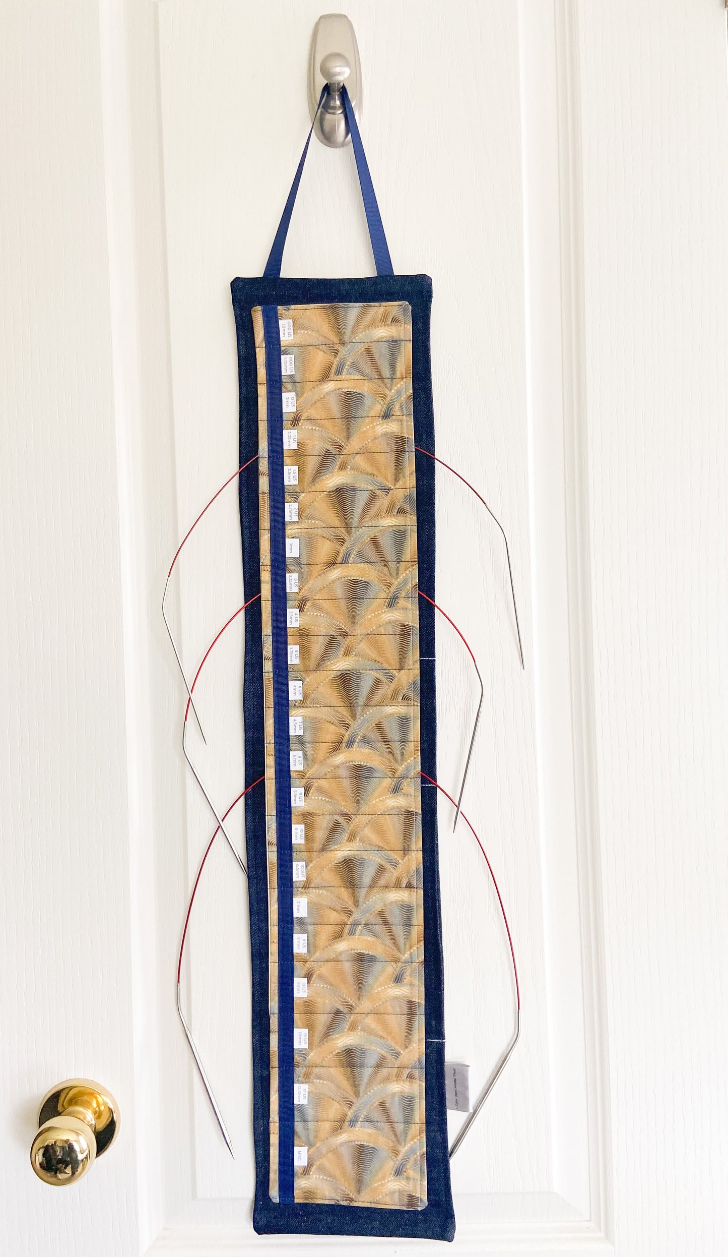 Circular Needle Organizers - Blue/Gold Aztec Fans