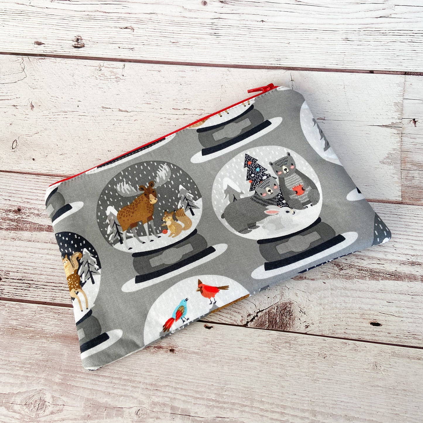 Notion Pouch - Grey Woodland Snow Globes