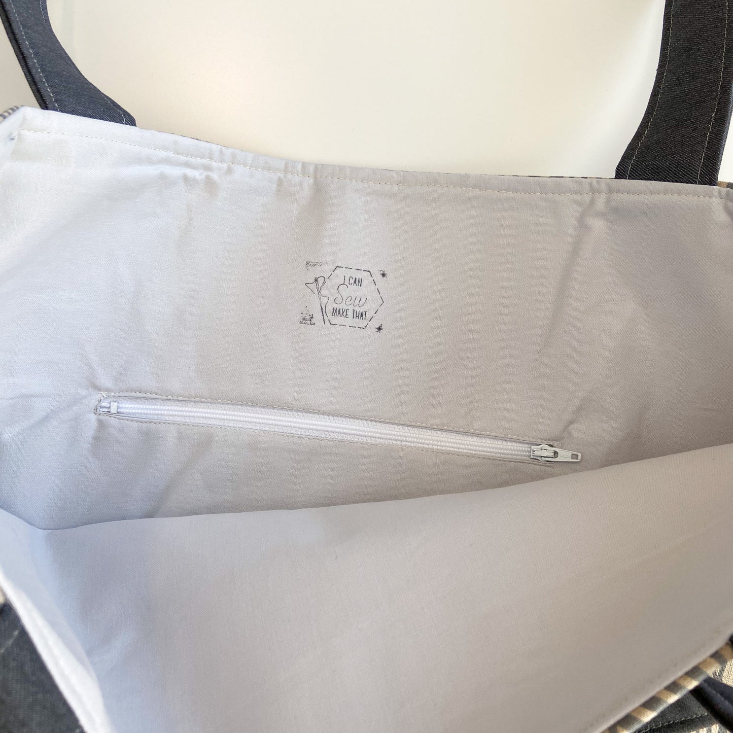Tote Bag - Tan/Denim with Cables