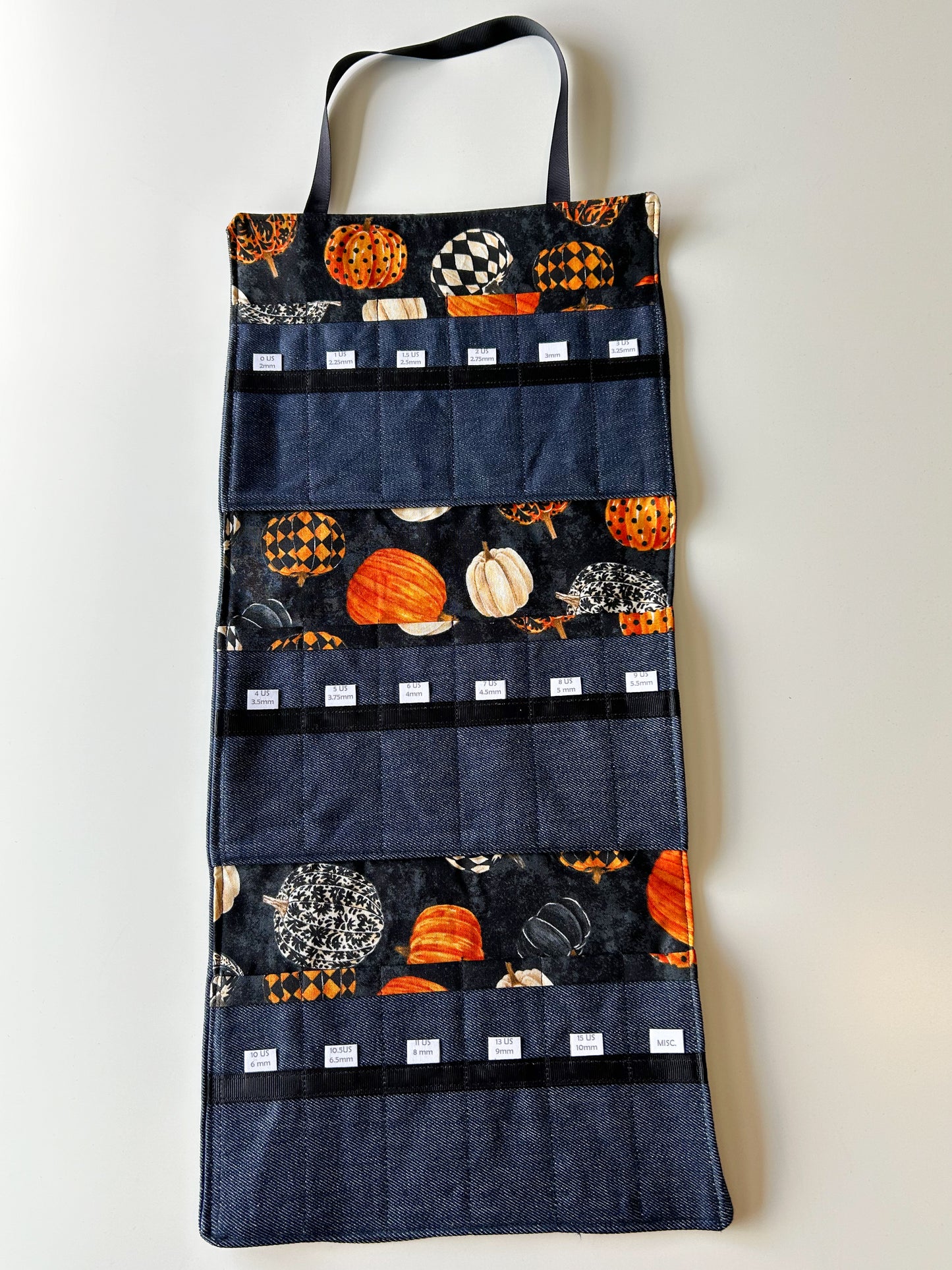 DPN Needle Organizer - Black with Orange Pumpkins