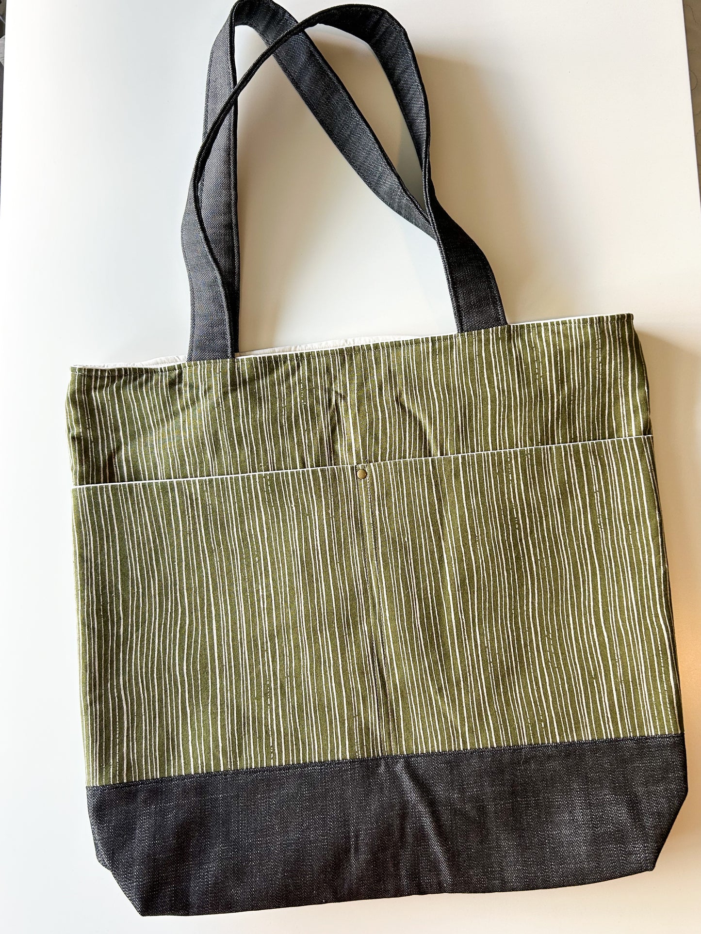 Tote Bag - Green/Tan Stripes