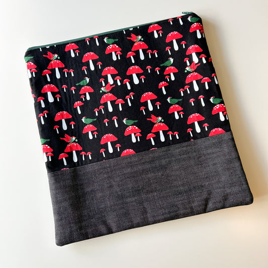 Cross Stitch Zippered Project Bag - Red Mushrooms