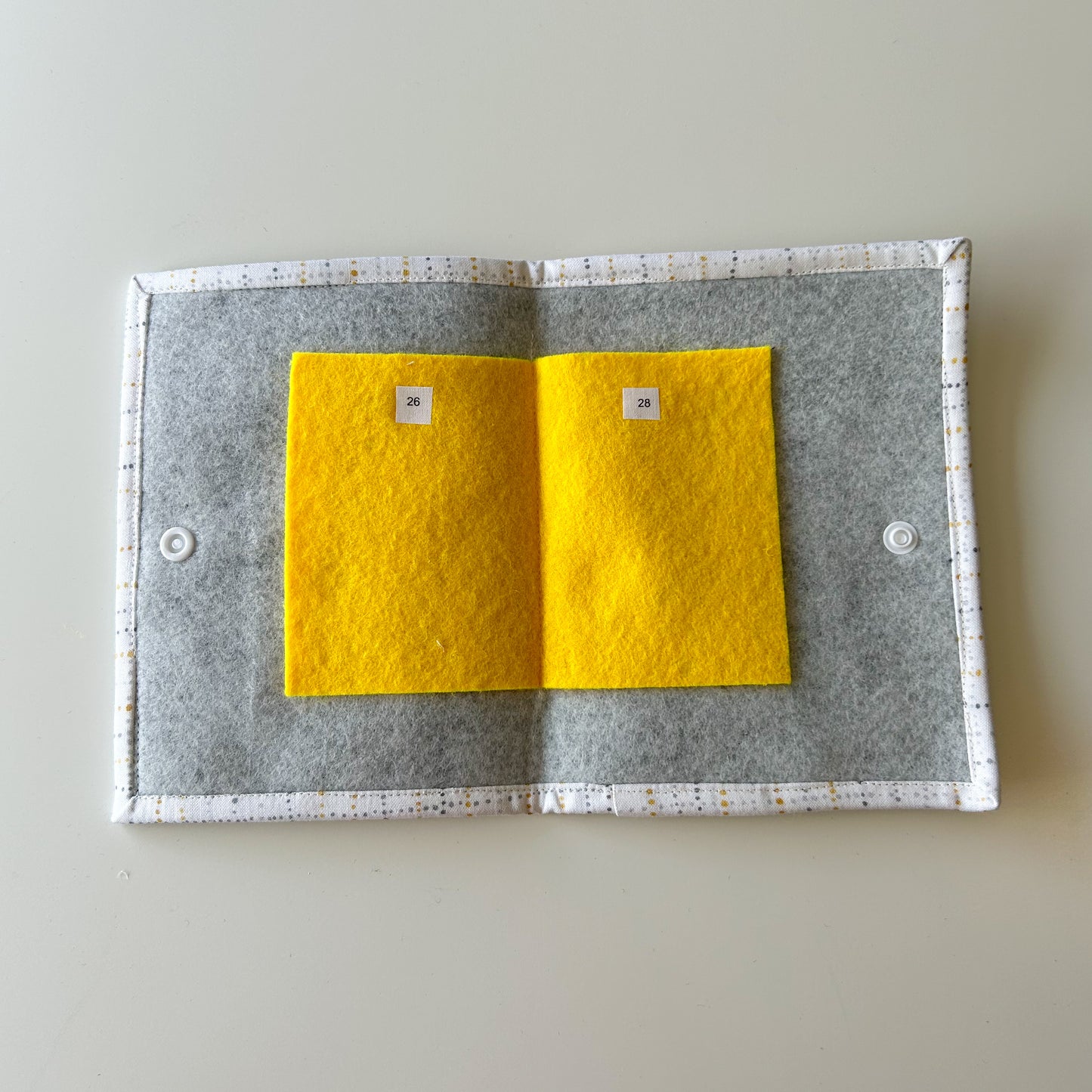 Cross Stitch Needle Holder/Thread Bed - White/Yellow/Grey Geometric