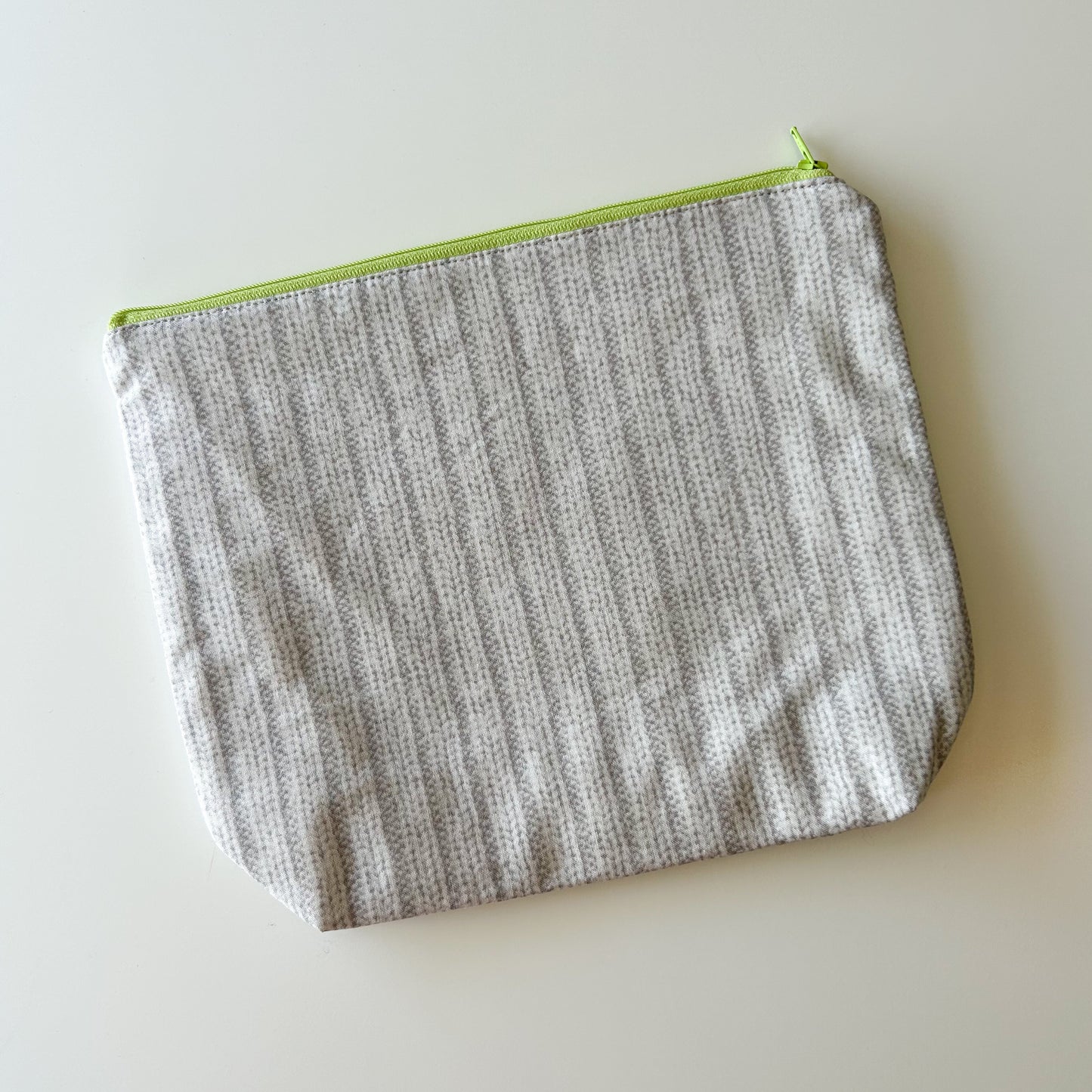 Sock Project Bag - Grey/White Ribbed Stitch
