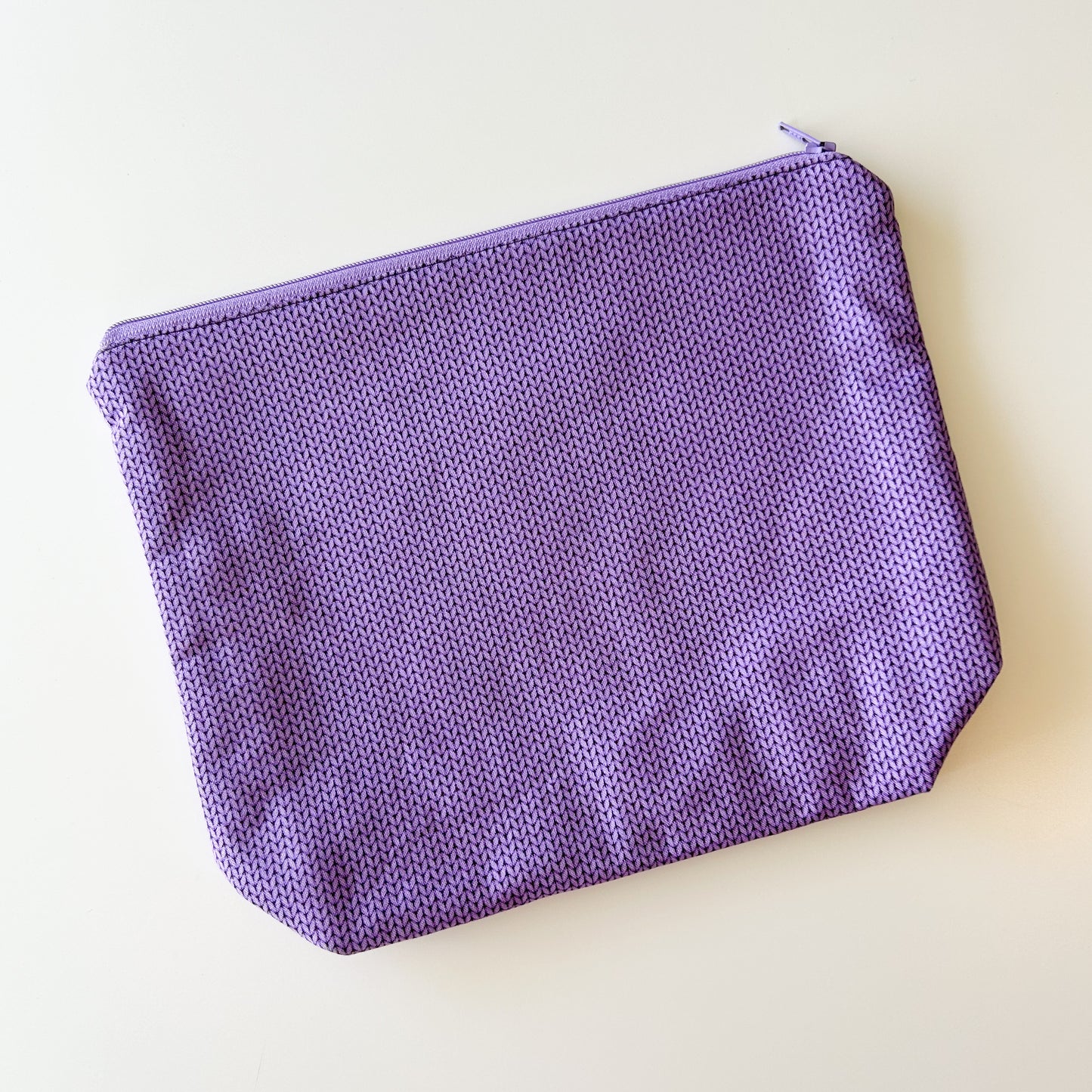 Sock Project Bag - Purple Knit Stitch