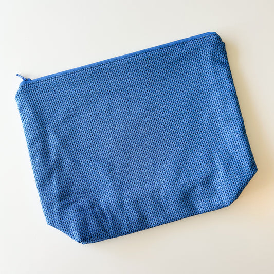 Sock Project Bag - Blue Knit Stitch