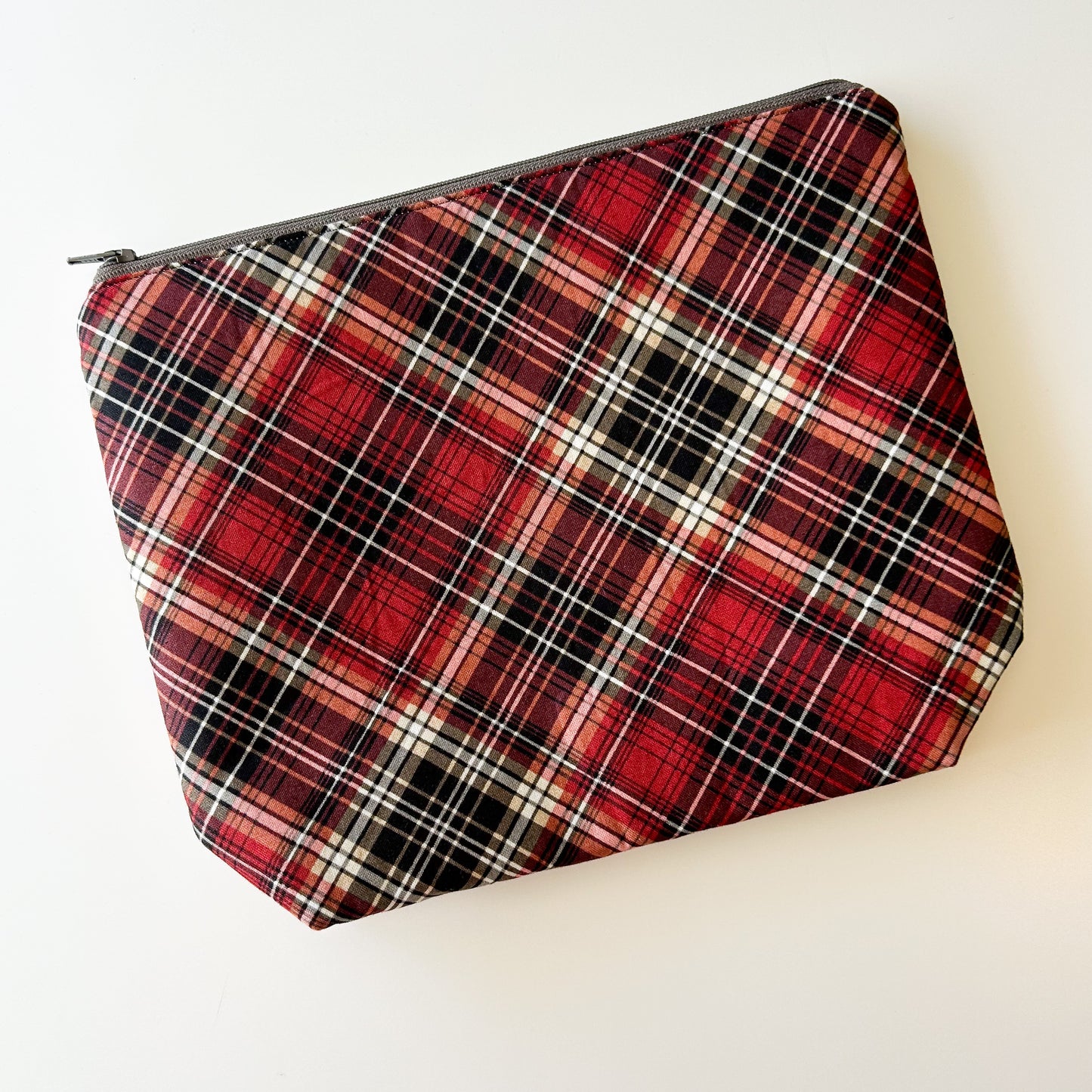 Sock Project Bag - Red Christmas Plaid