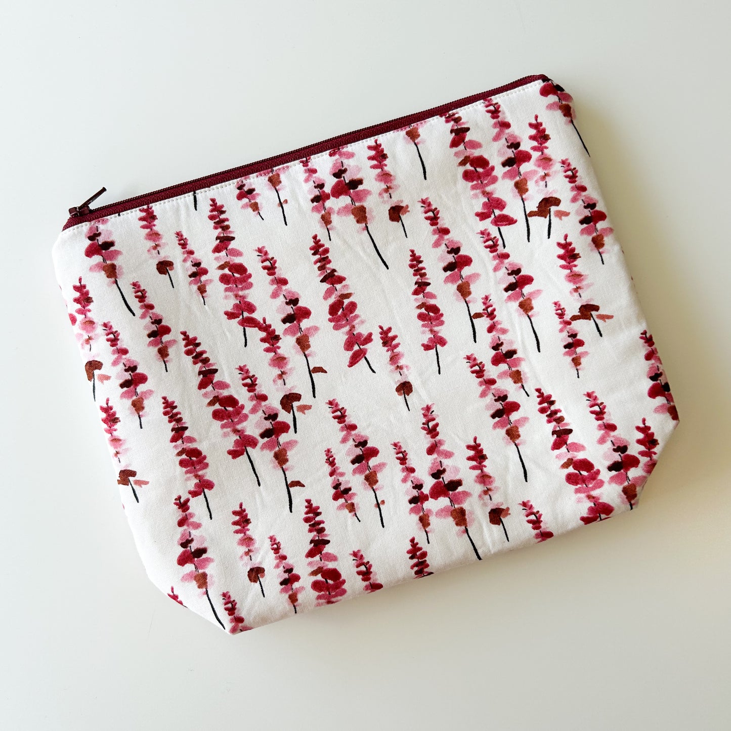Sock Project Bag - Red/Pink Flowers
