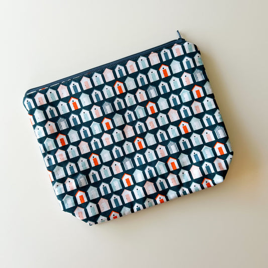 Sock Project Bag - Navy Beach Huts