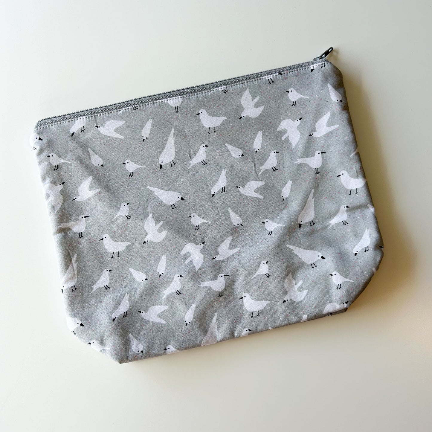 Sock Project Bag - Grey with Seagulls