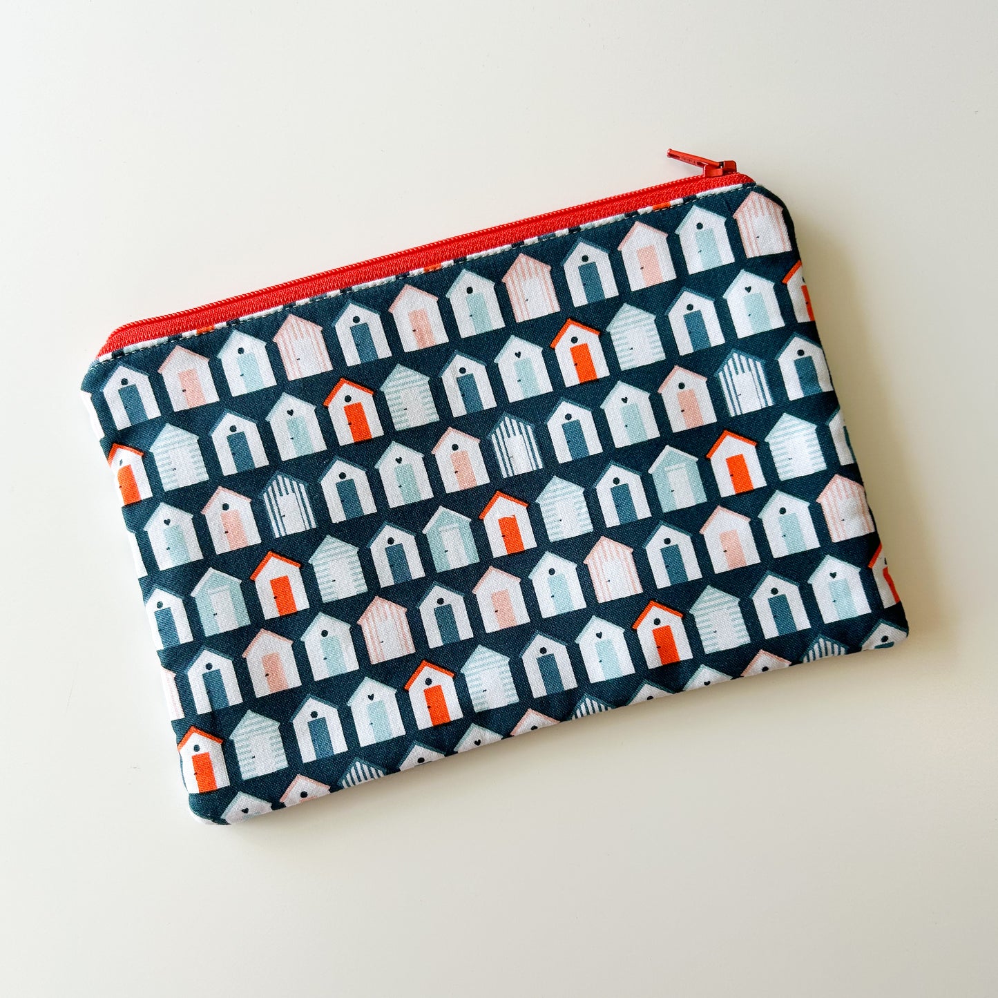 Notion Pouch - Navy with Beach Huts