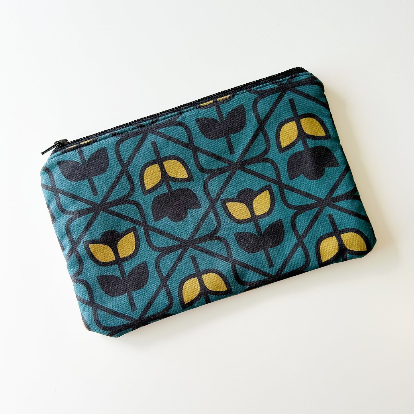 Notion Pouch - Petrol/Blk Geometric Flowers