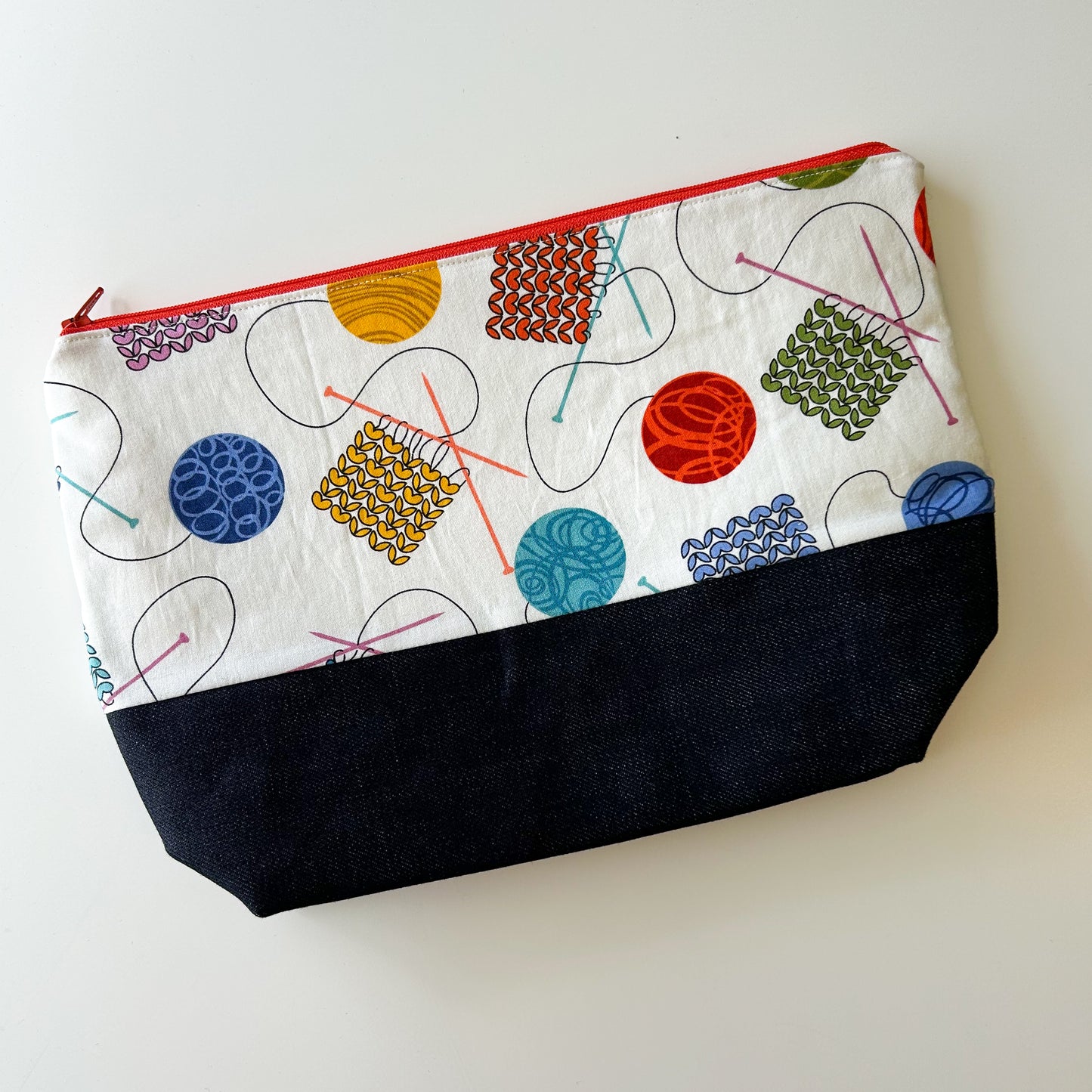 Denim - Small Zippered Project Bag - Knitting Swatches