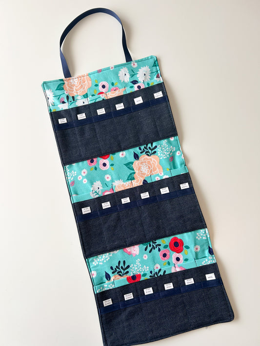 DPN Needle Organizer - Teal With Flowers