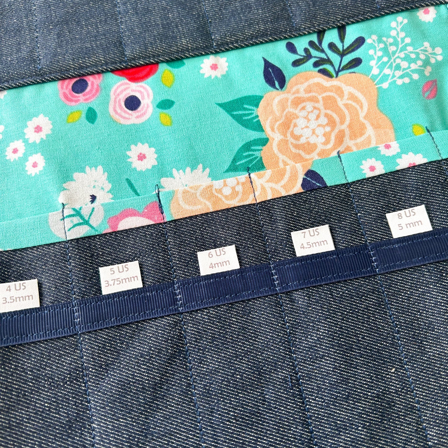 DPN Needle Organizer - Teal With Flowers