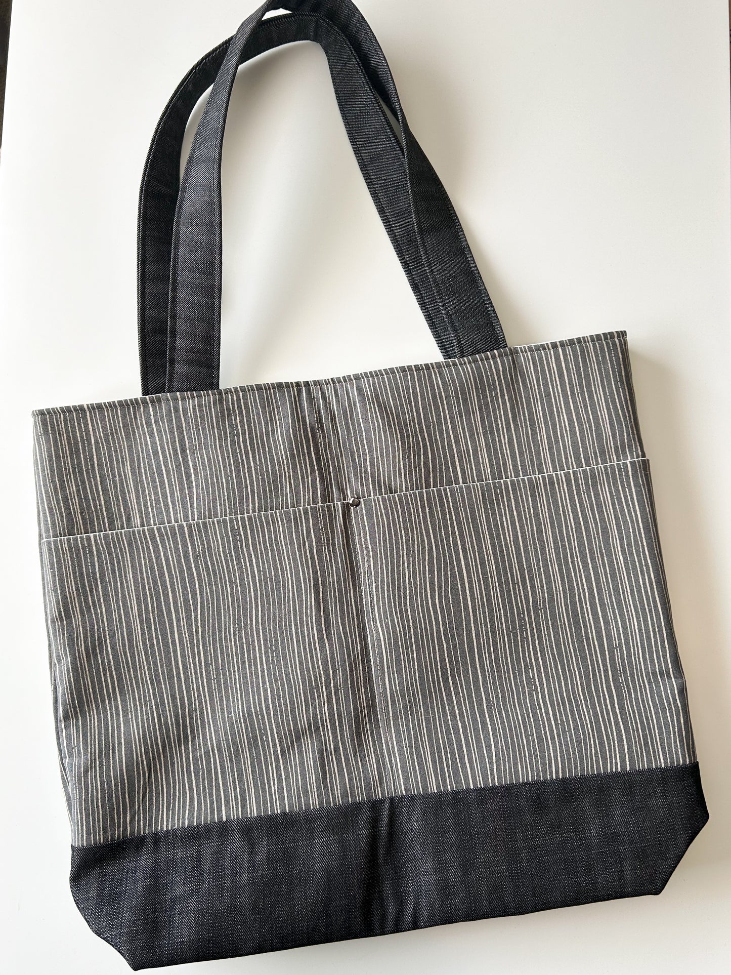 Tote Bag - Grey/Tan Stripes