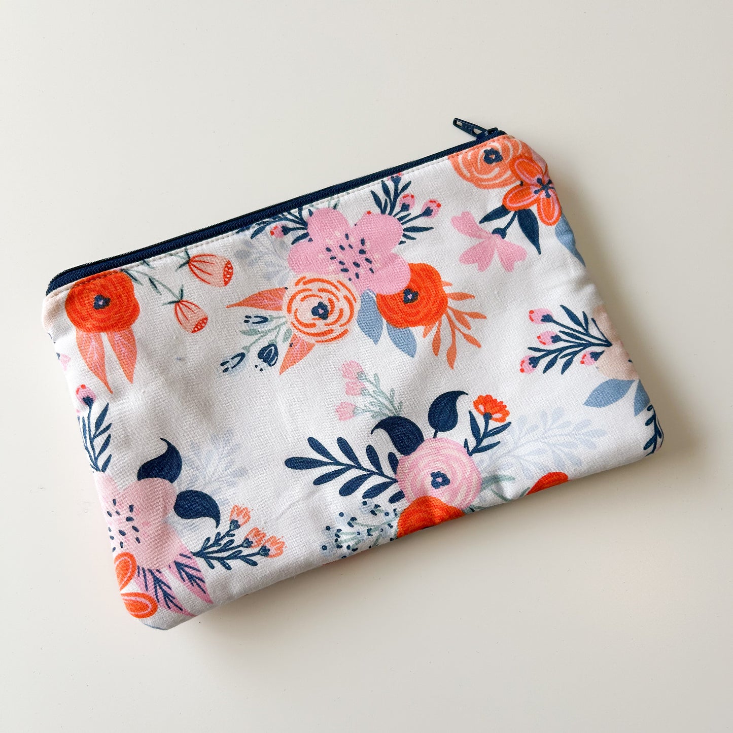 Notion Pouch - Orange and Pink Floral Print