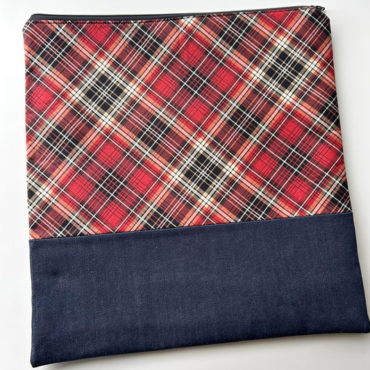 Cross Stitch Zippered Project Bag - Red Diagonal Plaid